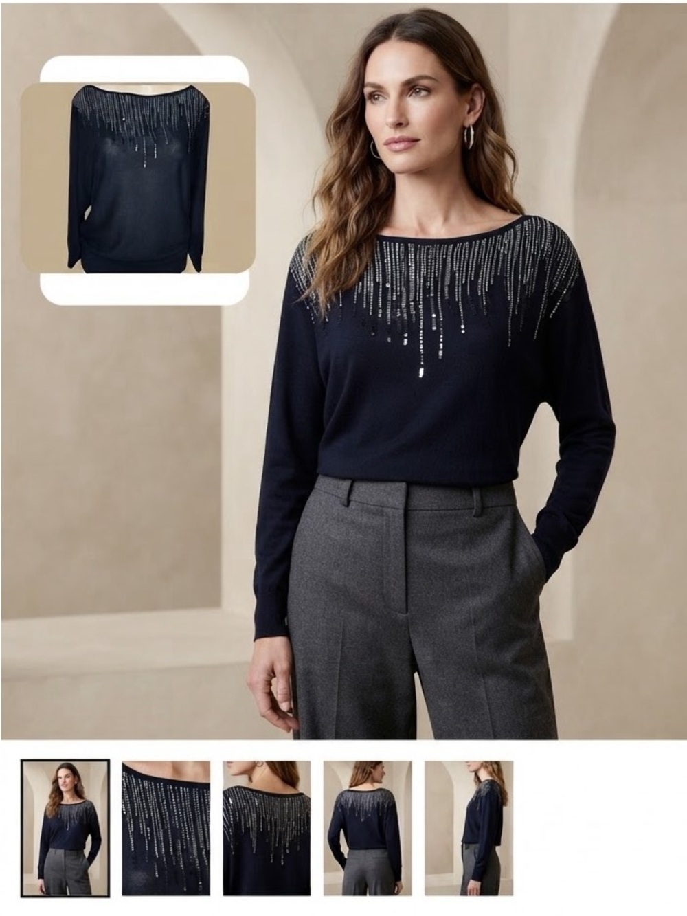 Stylish Black Sweater with Sequin Accents